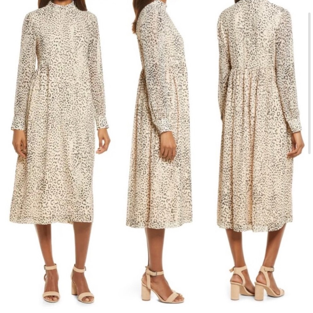 Charles Henry Mock Neck Long Sleeve Midi Dress Size Medium - Picture 7 of 15